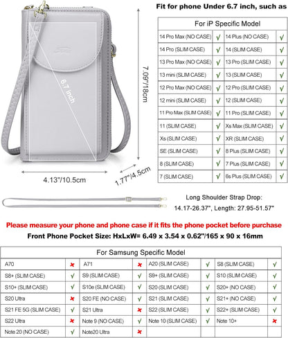 Small Crossbody Bags for Women Phone Purse RFID Blocking Wallet | Card Slots, Vegan Leather, Anti-theft, Multi Pockets, Detachable Adjustable Strap, Travel Eveyday Outing