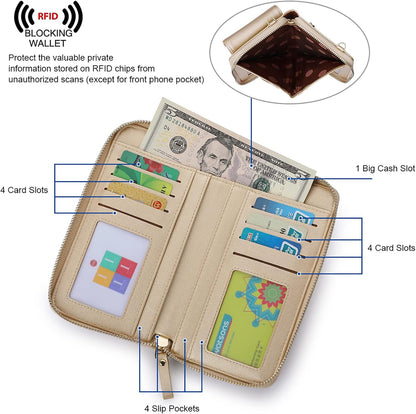 Small Crossbody Bags for Women Phone Purse RFID Blocking Wallet | Card Slots, Vegan Leather, Anti-theft, Multi Pockets, Detachable Adjustable Strap, Travel Eveyday Outing