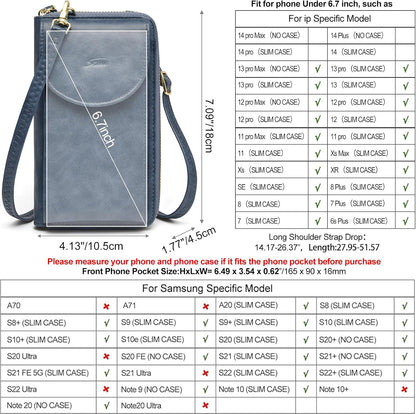 Small Crossbody Bags for Women Phone Purse RFID Blocking Wallet | Card Slots, Vegan Leather, Anti-theft, Multi Pockets, Detachable Adjustable Strap, Travel Eveyday Outing