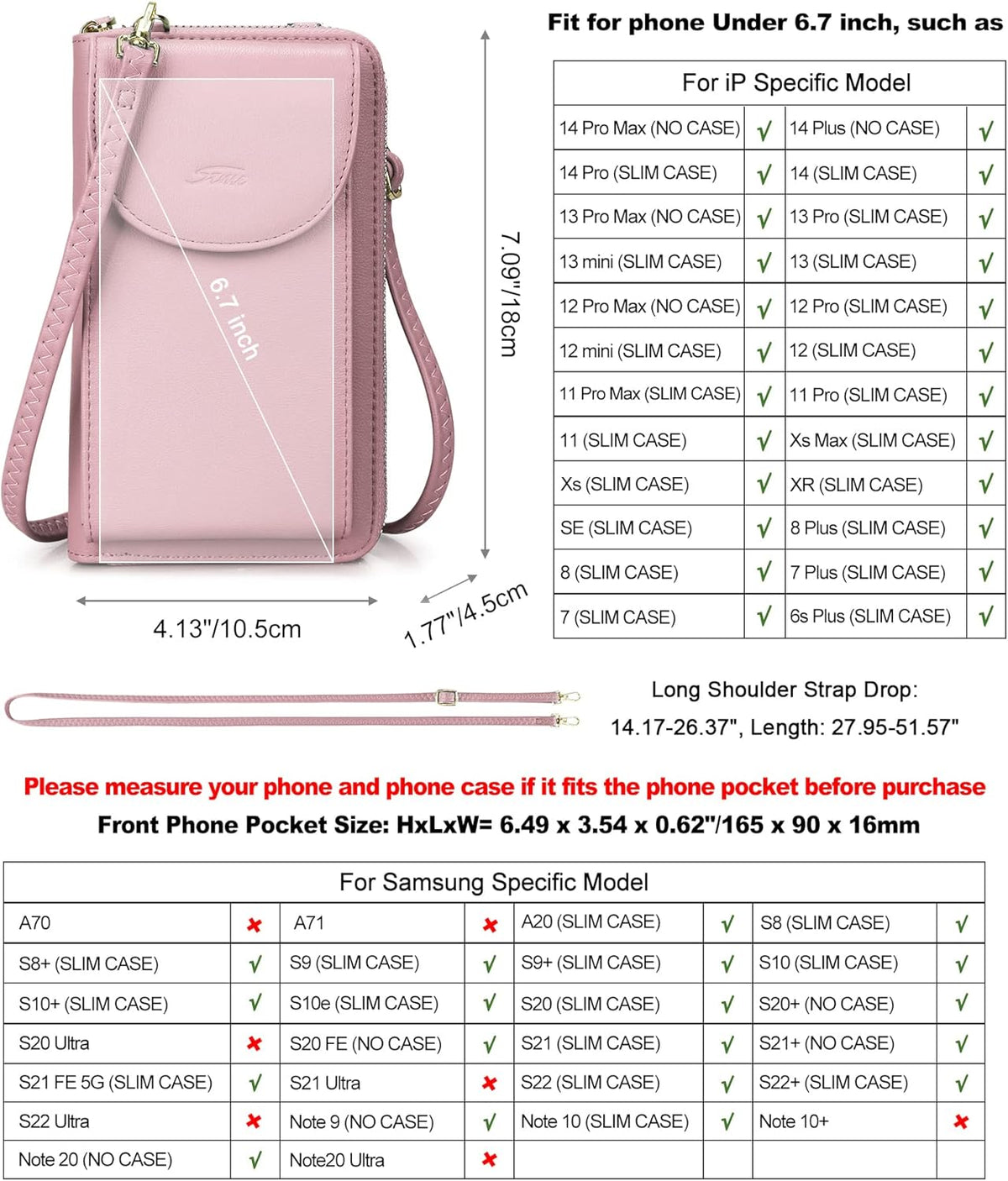 Small Crossbody Bags for Women Phone Purse RFID Blocking Wallet | Card Slots, Vegan Leather, Anti-theft, Multi Pockets, Detachable Adjustable Strap, Travel Eveyday Outing