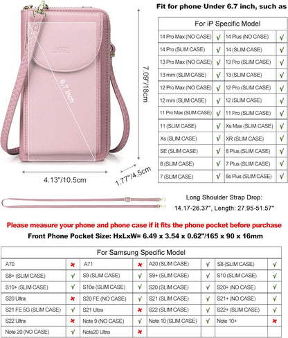 Small Crossbody Bags for Women Phone Purse RFID Blocking Wallet | Card Slots, Vegan Leather, Anti-theft, Multi Pockets, Detachable Adjustable Strap, Travel Eveyday Outing