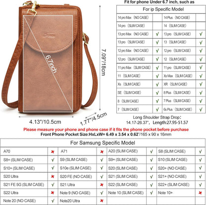 Small Crossbody Bags for Women Phone Purse RFID Blocking Wallet | Card Slots, Vegan Leather, Anti-theft, Multi Pockets, Detachable Adjustable Strap, Travel Eveyday Outing