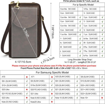 Small Crossbody Bags for Women Phone Purse RFID Blocking Wallet | Card Slots, Vegan Leather, Anti-theft, Multi Pockets, Detachable Adjustable Strap, Travel Eveyday Outing