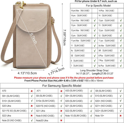 Small Crossbody Bags for Women Phone Purse RFID Blocking Wallet | Card Slots, Vegan Leather, Anti-theft, Multi Pockets, Detachable Adjustable Strap, Travel Eveyday Outing