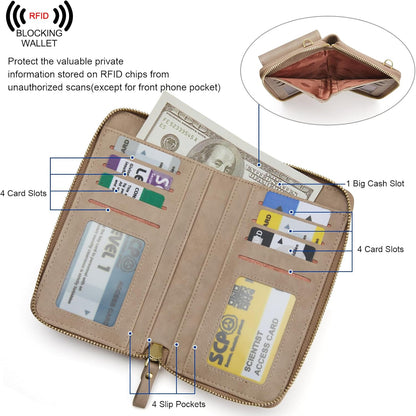 Small Crossbody Bags for Women Phone Purse RFID Blocking Wallet | Card Slots, Vegan Leather, Anti-theft, Multi Pockets, Detachable Adjustable Strap, Travel Eveyday Outing