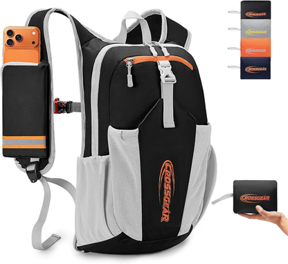 24L Hiking Backpack, Lightweight Foldable Packable Daypack with RFID Pocket, Multi-Pocket, Nylon Small Travel Backpack, Water Resistant for Travel, Camping, Outdoor, Black