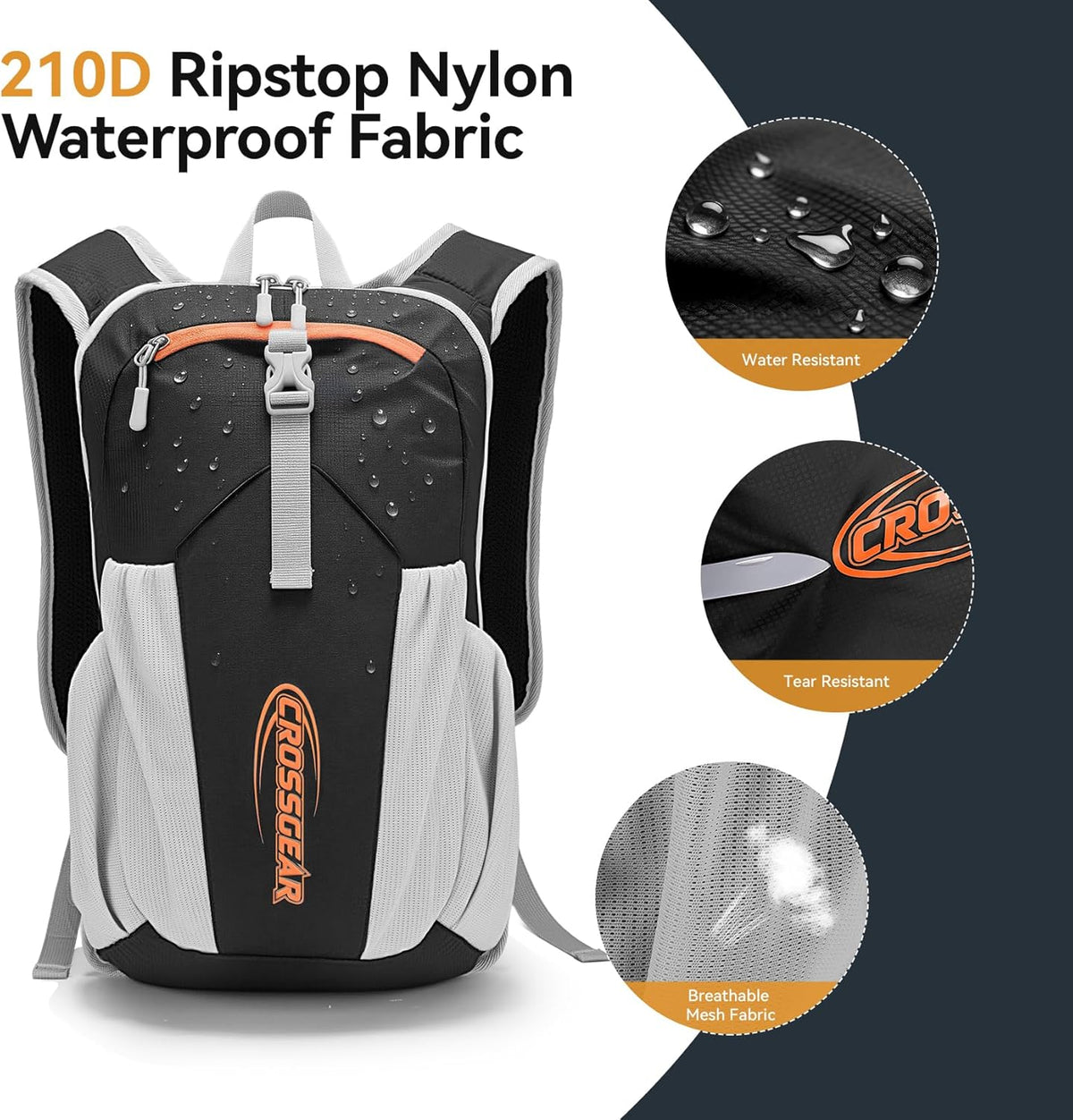 24L Hiking Backpack, Lightweight Foldable Packable Daypack with RFID Pocket, Multi-Pocket, Nylon Small Travel Backpack, Water Resistant for Travel, Camping, Outdoor, Black