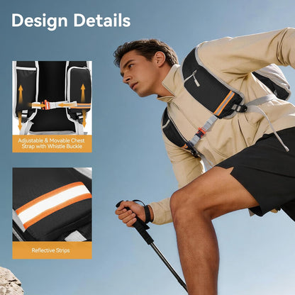 24L Hiking Backpack, Lightweight Foldable Packable Daypack with RFID Pocket, Multi-Pocket, Nylon Small Travel Backpack, Water Resistant for Travel, Camping, Outdoor, Black