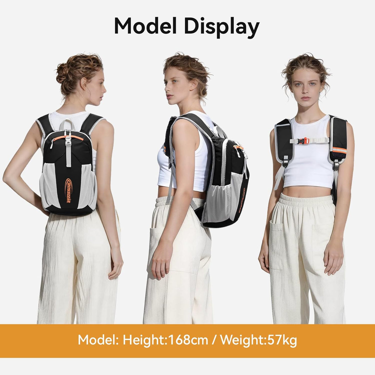 24L Hiking Backpack, Lightweight Foldable Packable Daypack with RFID Pocket, Multi-Pocket, Nylon Small Travel Backpack, Water Resistant for Travel, Camping, Outdoor, Black