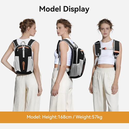 24L Hiking Backpack, Lightweight Foldable Packable Daypack with RFID Pocket, Multi-Pocket, Nylon Small Travel Backpack, Water Resistant for Travel, Camping, Outdoor, Black