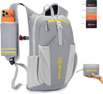 24L Hiking Backpack, Lightweight Foldable Packable Daypack with RFID Pocket, Multi-Pocket, Nylon Small Travel Backpack, Water Resistant for Travel, Camping, Outdoor, Black