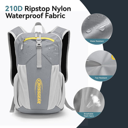 24L Hiking Backpack, Lightweight Foldable Packable Daypack with RFID Pocket, Multi-Pocket, Nylon Small Travel Backpack, Water Resistant for Travel, Camping, Outdoor, Black