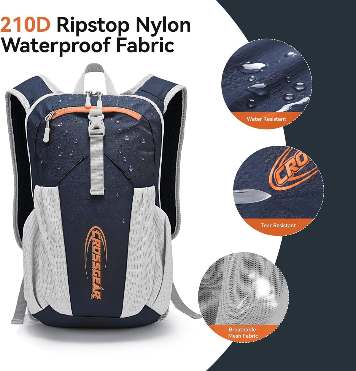 24L Hiking Backpack, Lightweight Foldable Packable Daypack with RFID Pocket, Multi-Pocket, Nylon Small Travel Backpack, Water Resistant for Travel, Camping, Outdoor, Black