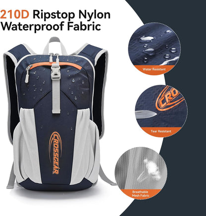 24L Hiking Backpack, Lightweight Foldable Packable Daypack with RFID Pocket, Multi-Pocket, Nylon Small Travel Backpack, Water Resistant for Travel, Camping, Outdoor, Black
