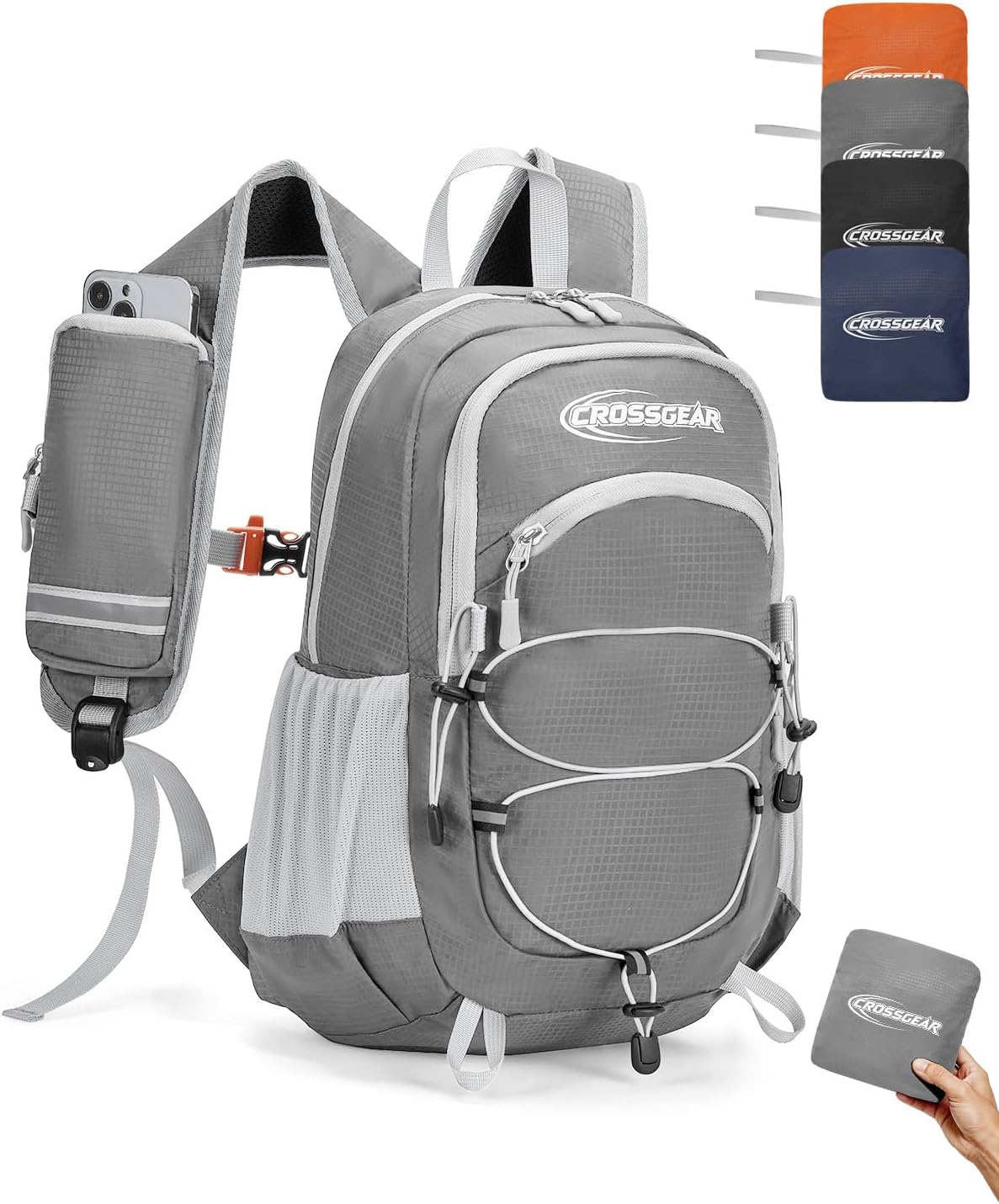 24L Hiking Backpack, Lightweight Foldable Packable Daypack with RFID Pocket, Multi-Pocket, Nylon Small Travel Backpack, Water Resistant for Travel, Camping, Outdoor, Black