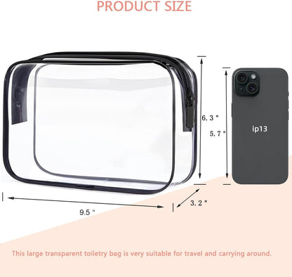 Clear Toiletry Bag, 3 Packs TSA Approved Water resistant Travel Organizer, Airport Airline Travel Essential Carry On Makeup Cosmetic Bags for Women, 3Color - 3 packs