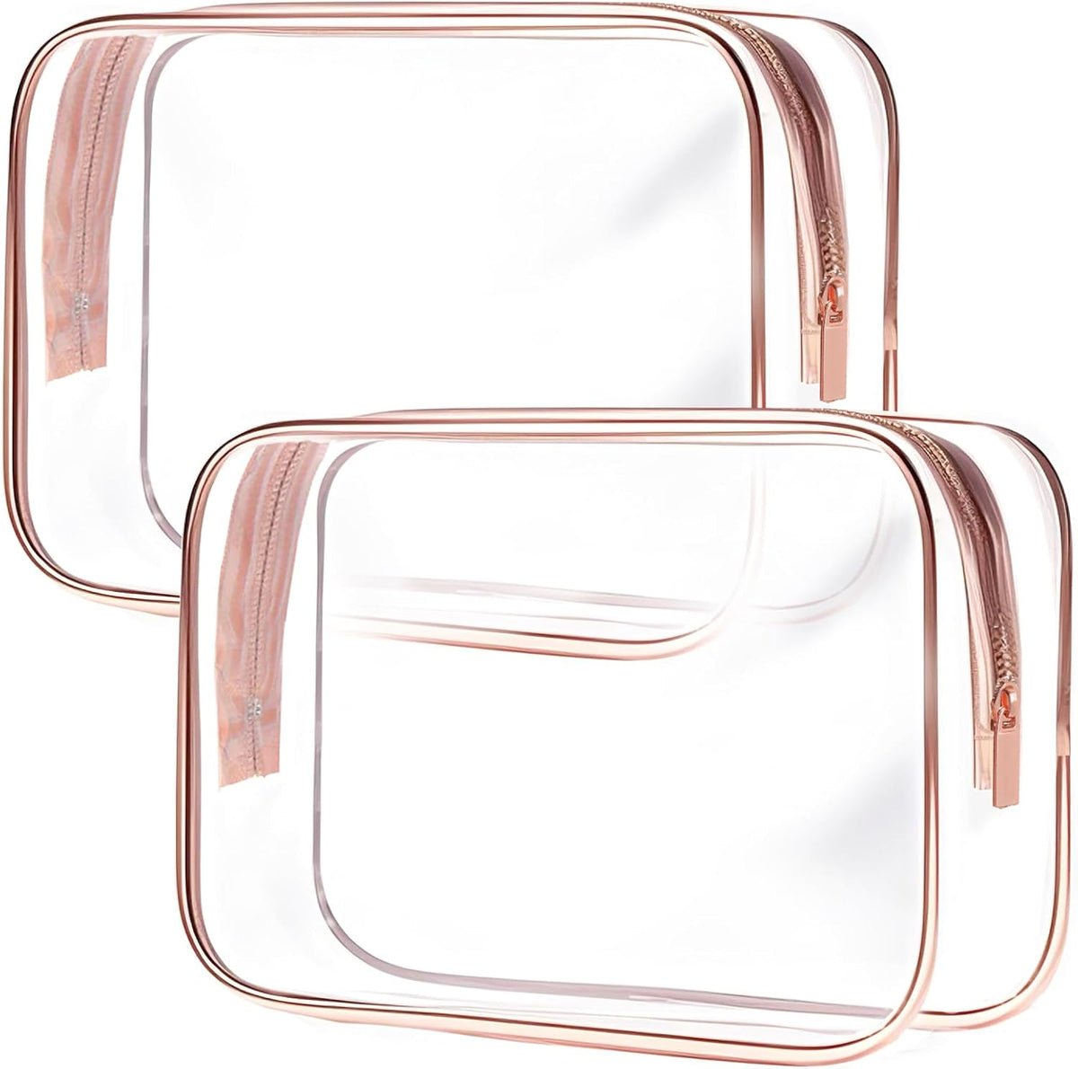 Clear Toiletry Bag, 3 Packs TSA Approved Water resistant Travel Organizer, Airport Airline Travel Essential Carry On Makeup Cosmetic Bags for Women, 3Color - 3 packs