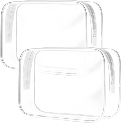 Clear Toiletry Bag, 3 Packs TSA Approved Water resistant Travel Organizer, Airport Airline Travel Essential Carry On Makeup Cosmetic Bags for Women, 3Color - 3 packs