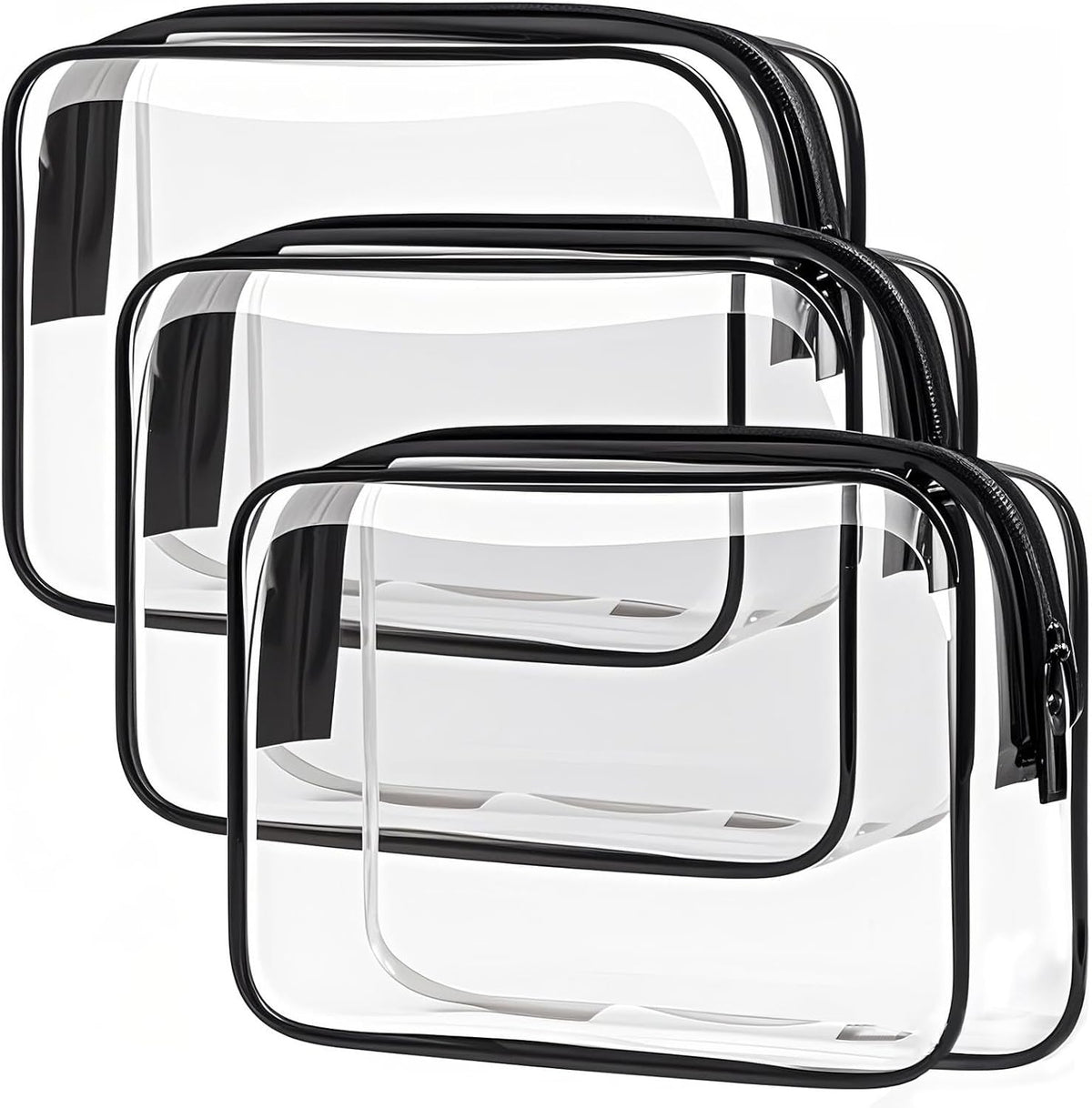Clear Toiletry Bag, 3 Packs TSA Approved Water resistant Travel Organizer, Airport Airline Travel Essential Carry On Makeup Cosmetic Bags for Women, 3Color - 3 packs