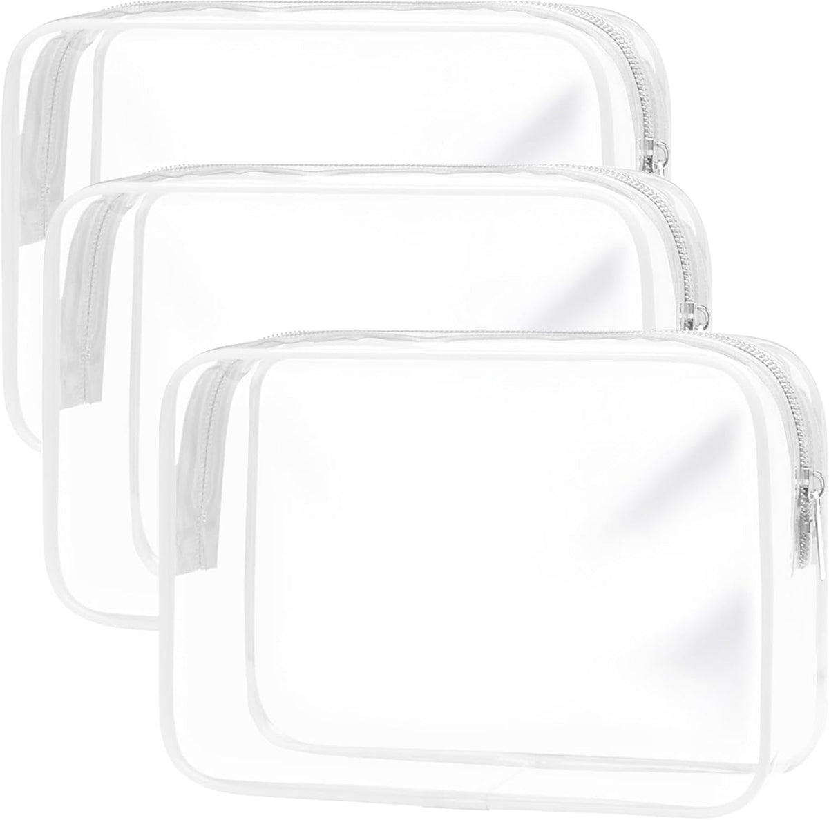 Clear Toiletry Bag, 3 Packs TSA Approved Water resistant Travel Organizer, Airport Airline Travel Essential Carry On Makeup Cosmetic Bags for Women, 3Color - 3 packs