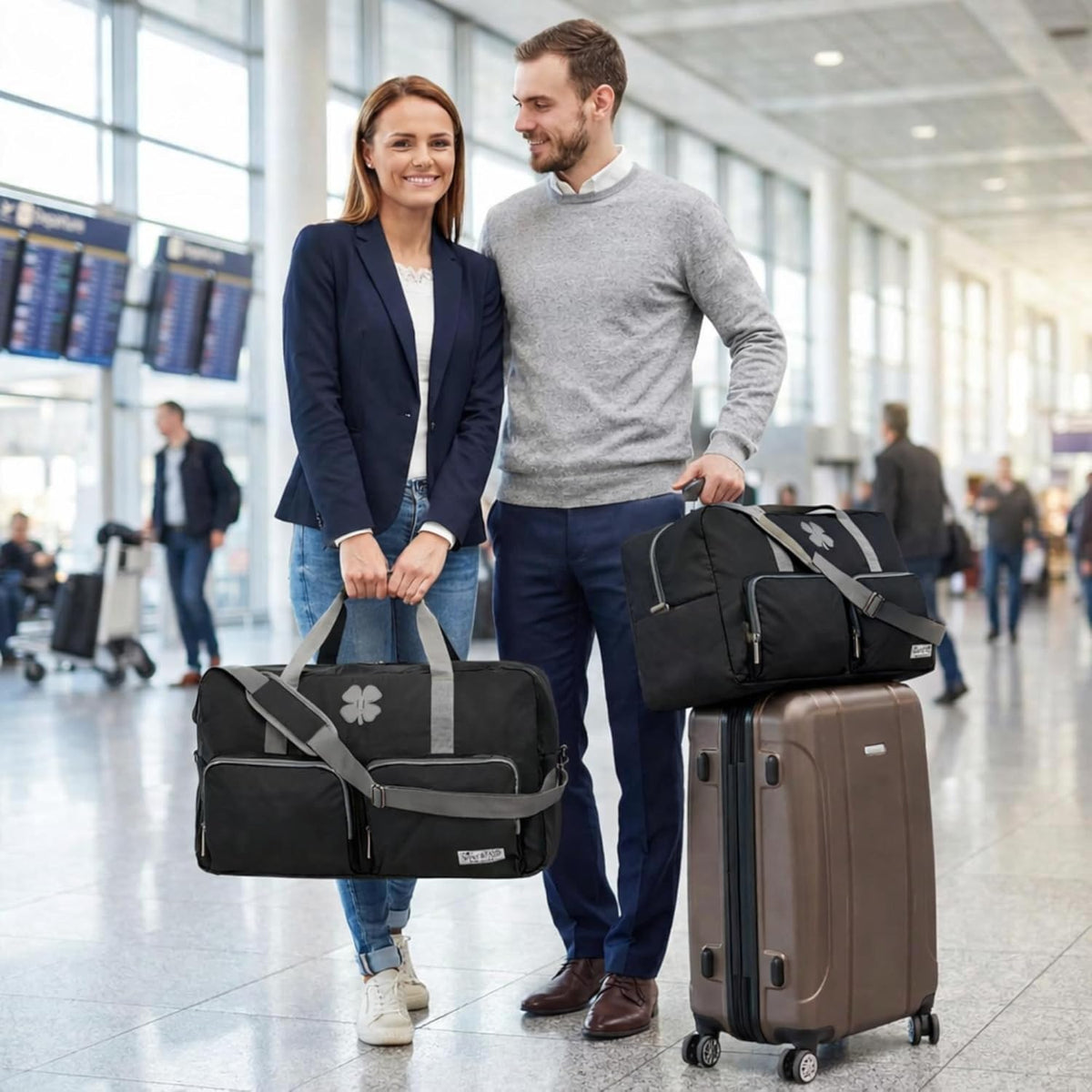 Lucky Travel Duffel Bags 65L, Gym Bag, Travel Bag & Large Duffle Bag for Men, Foldable Overnight Weekender Bags for Women & Men with Adjustable Shoulder Strap, Charcoal