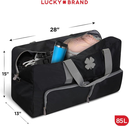 Lucky Travel Duffel Bags 65L, Gym Bag, Travel Bag & Large Duffle Bag for Men, Foldable Overnight Weekender Bags for Women & Men with Adjustable Shoulder Strap, Charcoal