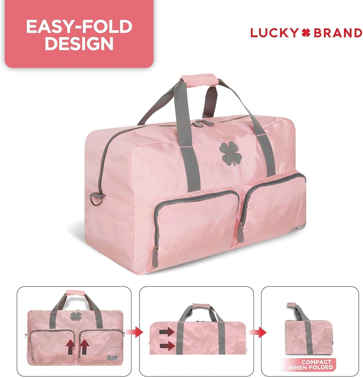 Lucky Travel Duffel Bags 65L, Gym Bag, Travel Bag & Large Duffle Bag for Men, Foldable Overnight Weekender Bags for Women & Men with Adjustable Shoulder Strap, Charcoal