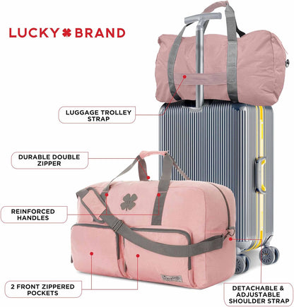 Lucky Travel Duffel Bags 65L, Gym Bag, Travel Bag & Large Duffle Bag for Men, Foldable Overnight Weekender Bags for Women & Men with Adjustable Shoulder Strap, Charcoal