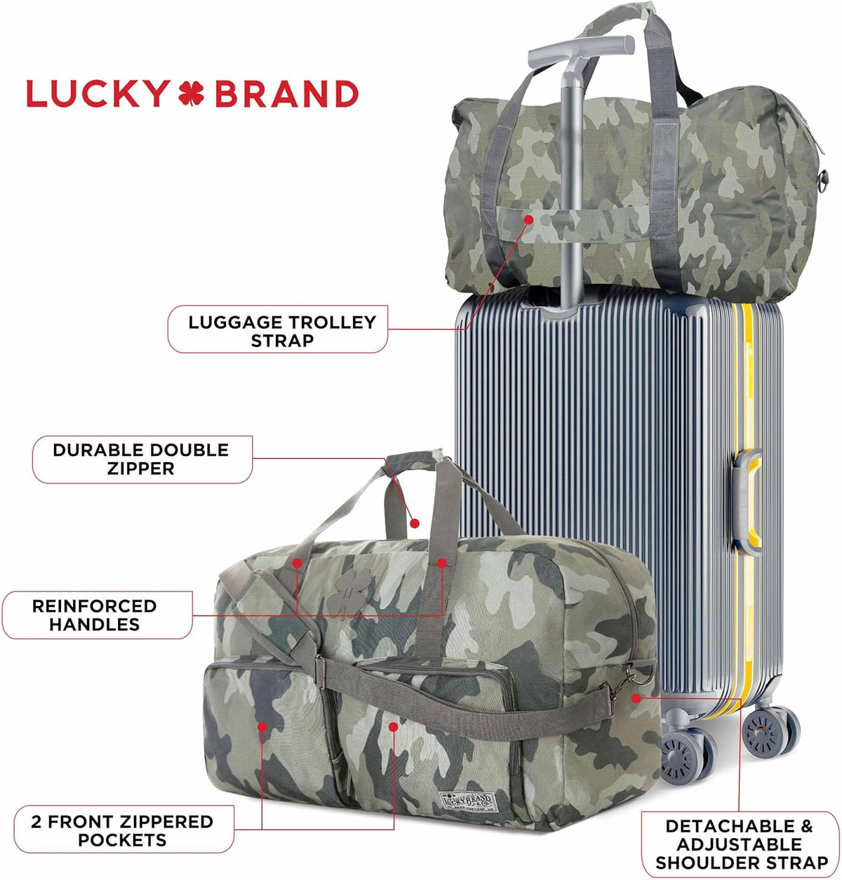 Lucky Travel Duffel Bags 65L, Gym Bag, Travel Bag & Large Duffle Bag for Men, Foldable Overnight Weekender Bags for Women & Men with Adjustable Shoulder Strap, Charcoal