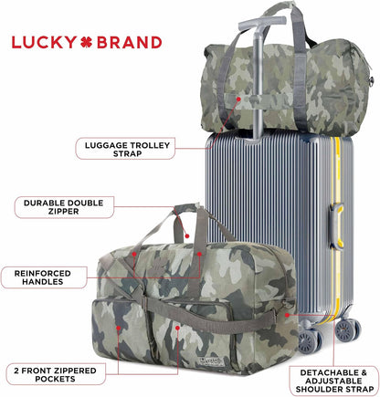 Lucky Travel Duffel Bags 65L, Gym Bag, Travel Bag & Large Duffle Bag for Men, Foldable Overnight Weekender Bags for Women & Men with Adjustable Shoulder Strap, Charcoal