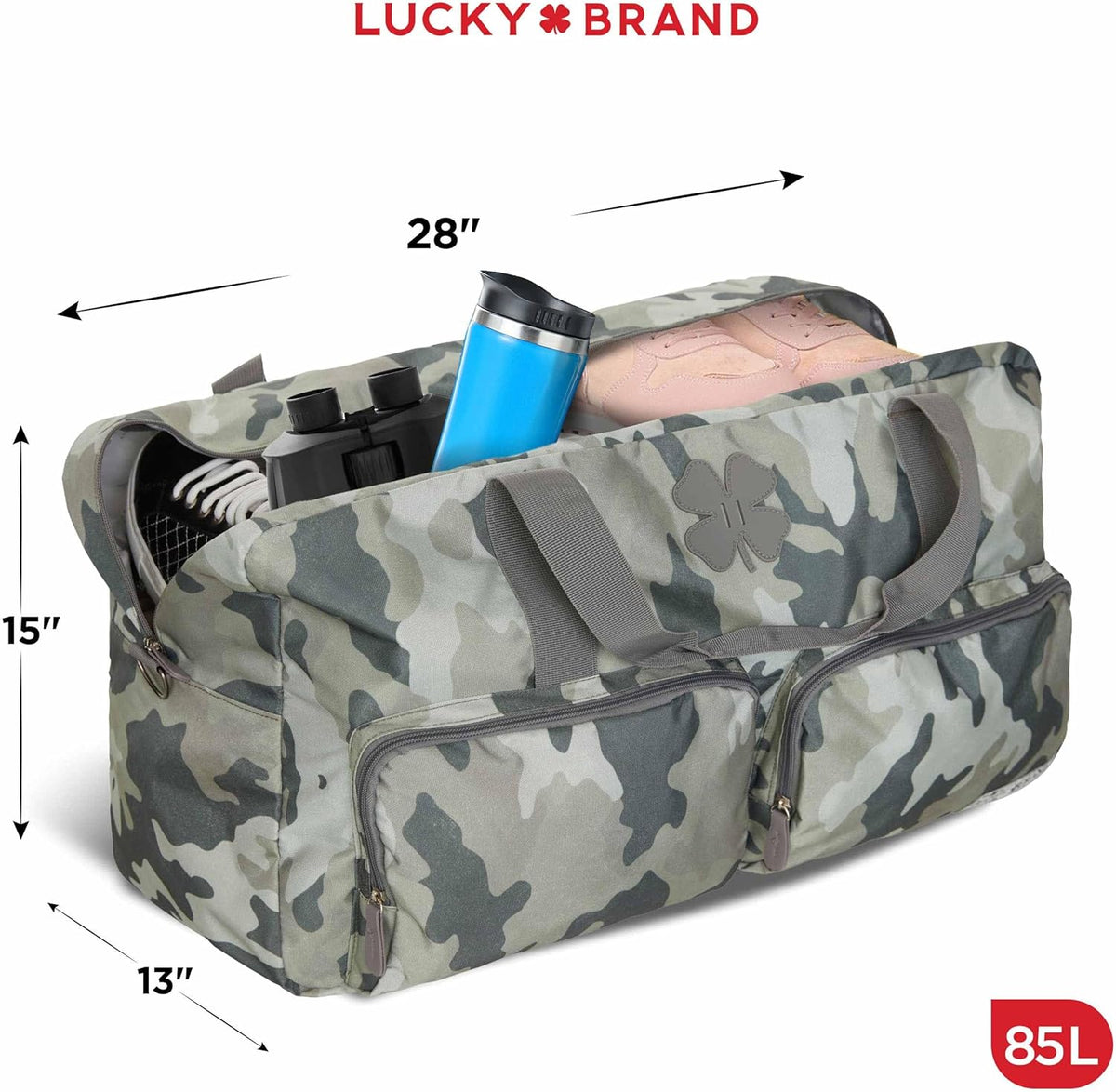 Lucky Travel Duffel Bags 65L, Gym Bag, Travel Bag & Large Duffle Bag for Men, Foldable Overnight Weekender Bags for Women & Men with Adjustable Shoulder Strap, Charcoal