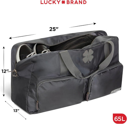 Lucky Travel Duffel Bags 65L, Gym Bag, Travel Bag & Large Duffle Bag for Men, Foldable Overnight Weekender Bags for Women & Men with Adjustable Shoulder Strap, Charcoal