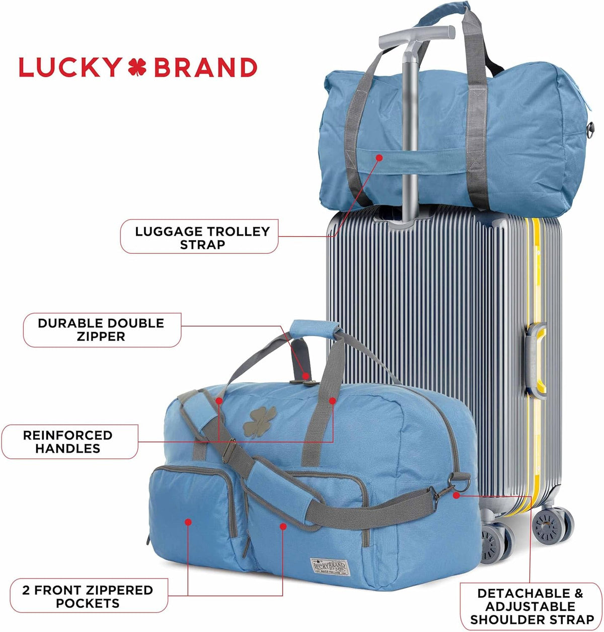 Lucky Travel Duffel Bags 65L, Gym Bag, Travel Bag & Large Duffle Bag for Men, Foldable Overnight Weekender Bags for Women & Men with Adjustable Shoulder Strap, Charcoal