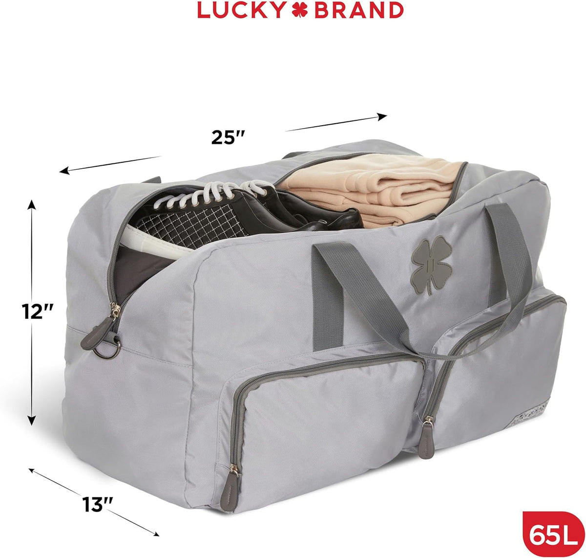 Lucky Travel Duffel Bags 65L, Gym Bag, Travel Bag & Large Duffle Bag for Men, Foldable Overnight Weekender Bags for Women & Men with Adjustable Shoulder Strap, Charcoal