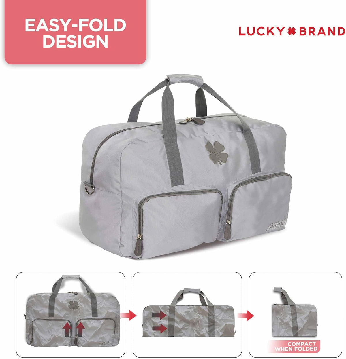 Lucky Travel Duffel Bags 65L, Gym Bag, Travel Bag & Large Duffle Bag for Men, Foldable Overnight Weekender Bags for Women & Men with Adjustable Shoulder Strap, Charcoal