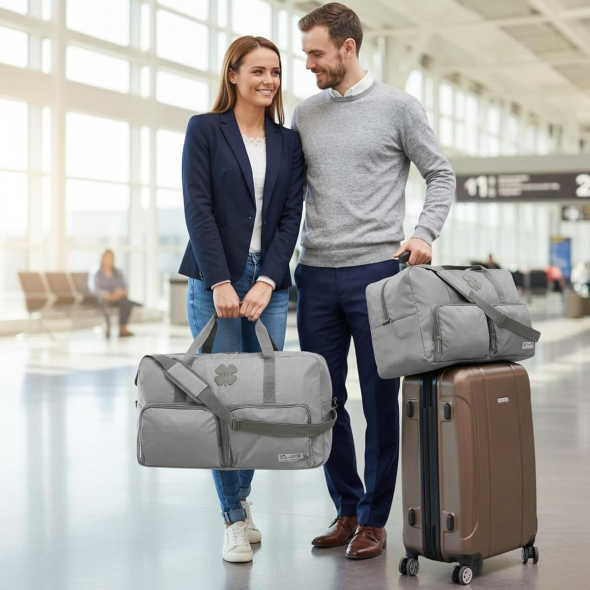 Lucky Travel Duffel Bags 65L, Gym Bag, Travel Bag & Large Duffle Bag for Men, Foldable Overnight Weekender Bags for Women & Men with Adjustable Shoulder Strap, Charcoal