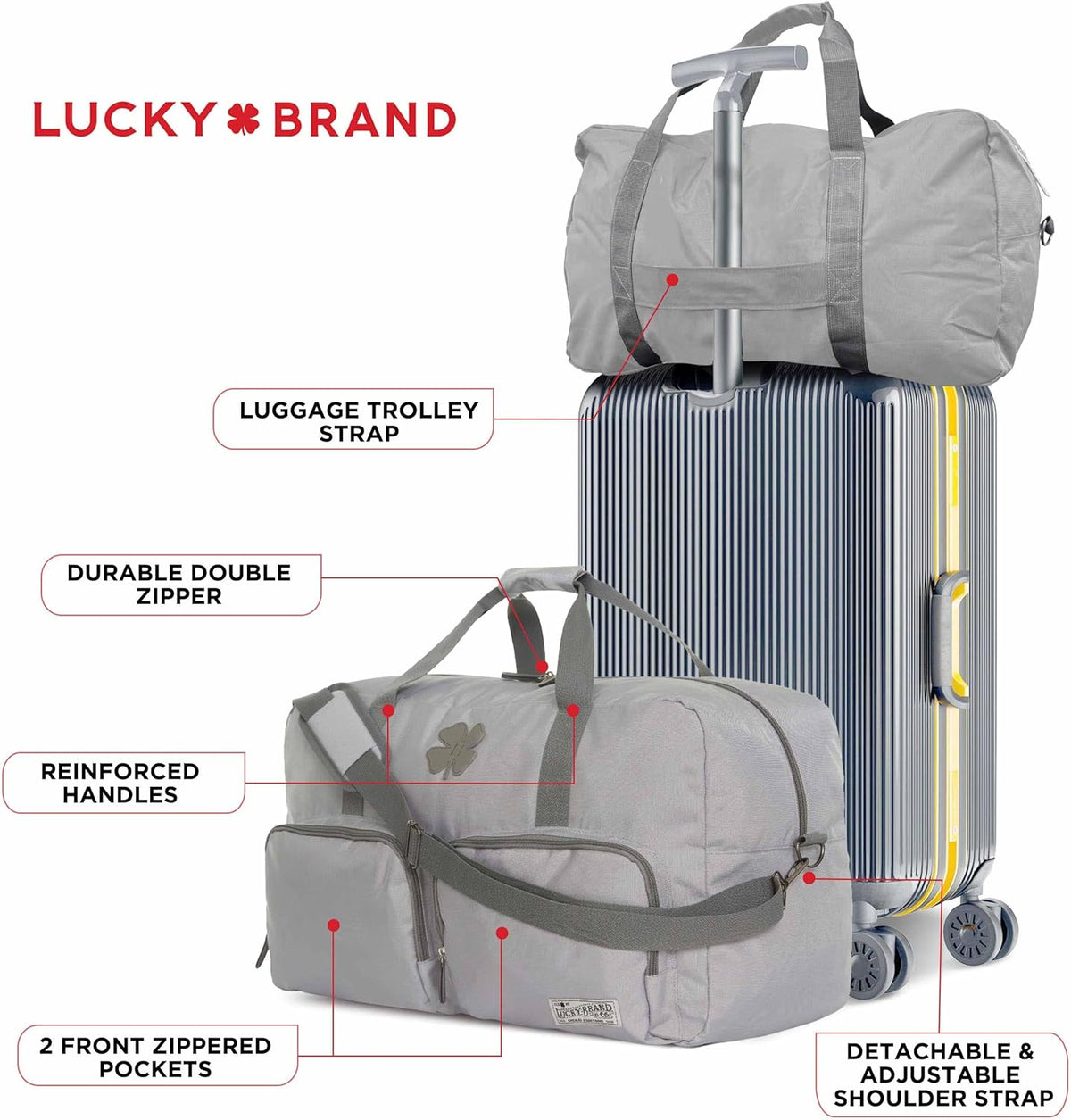Lucky Travel Duffel Bags 65L, Gym Bag, Travel Bag & Large Duffle Bag for Men, Foldable Overnight Weekender Bags for Women & Men with Adjustable Shoulder Strap, Charcoal