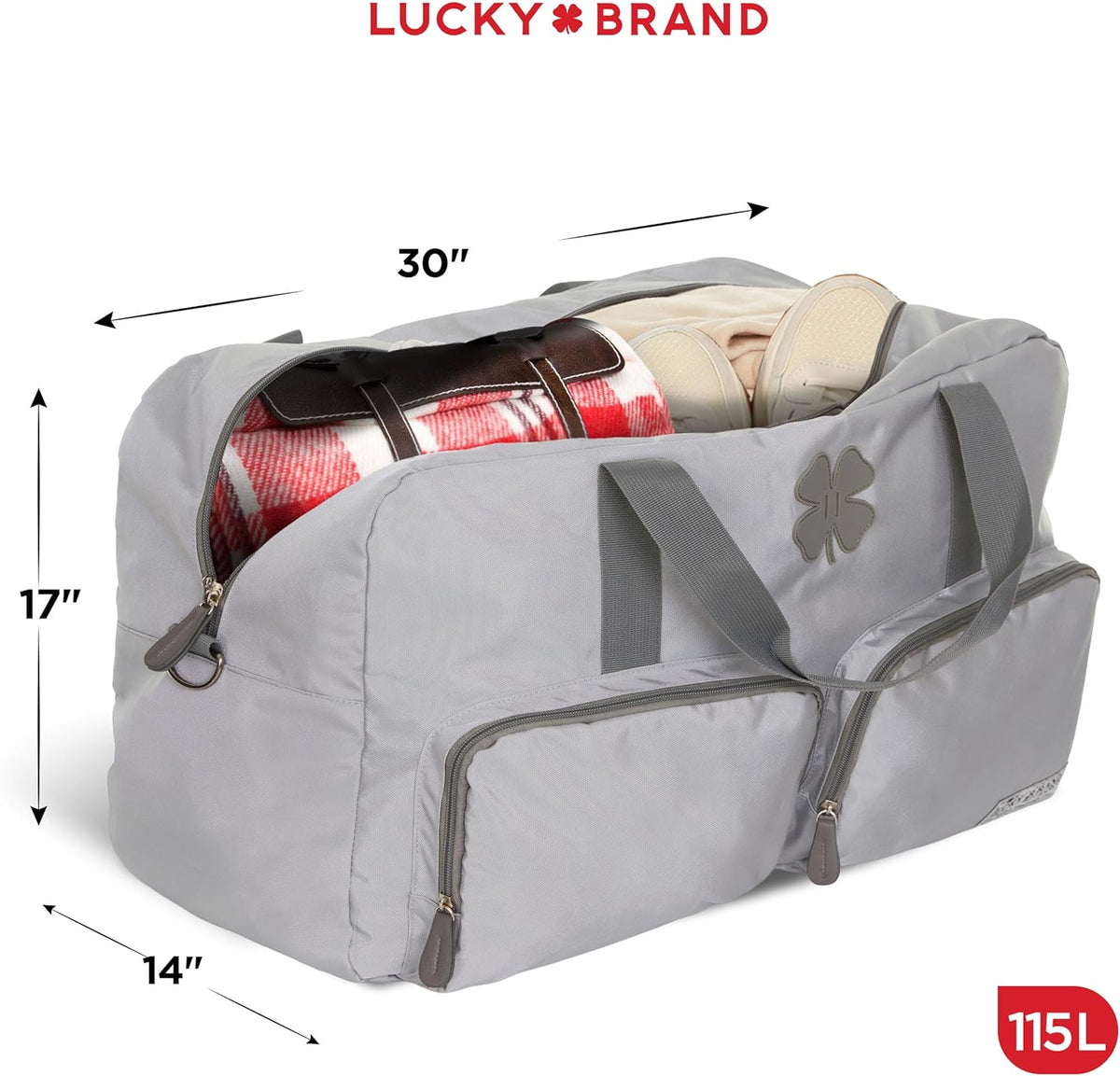 Lucky Travel Duffel Bags 65L, Gym Bag, Travel Bag & Large Duffle Bag for Men, Foldable Overnight Weekender Bags for Women & Men with Adjustable Shoulder Strap, Charcoal