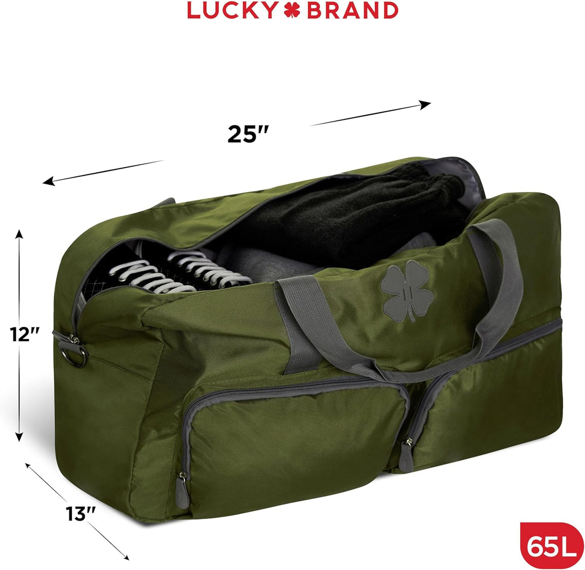 Lucky Travel Duffel Bags 65L, Gym Bag, Travel Bag & Large Duffle Bag for Men, Foldable Overnight Weekender Bags for Women & Men with Adjustable Shoulder Strap, Charcoal