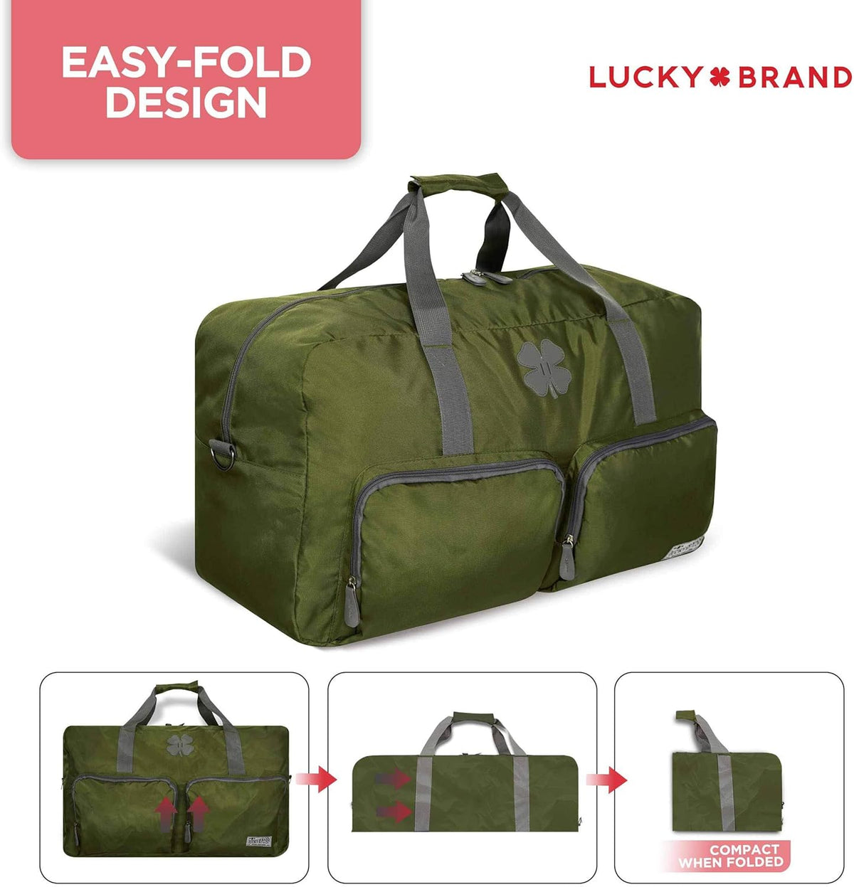 Lucky Travel Duffel Bags 65L, Gym Bag, Travel Bag & Large Duffle Bag for Men, Foldable Overnight Weekender Bags for Women & Men with Adjustable Shoulder Strap, Charcoal