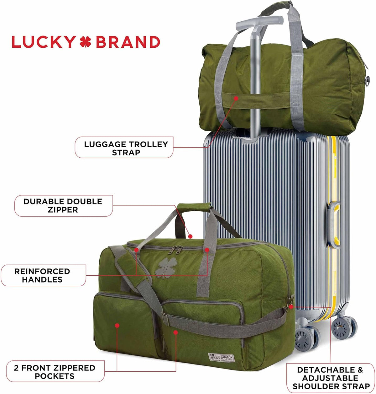 Lucky Travel Duffel Bags 65L, Gym Bag, Travel Bag & Large Duffle Bag for Men, Foldable Overnight Weekender Bags for Women & Men with Adjustable Shoulder Strap, Charcoal