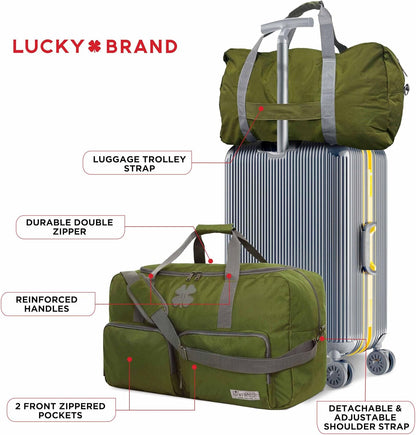 Lucky Travel Duffel Bags 65L, Gym Bag, Travel Bag & Large Duffle Bag for Men, Foldable Overnight Weekender Bags for Women & Men with Adjustable Shoulder Strap, Charcoal