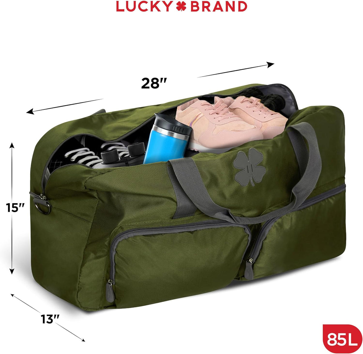 Lucky Travel Duffel Bags 65L, Gym Bag, Travel Bag & Large Duffle Bag for Men, Foldable Overnight Weekender Bags for Women & Men with Adjustable Shoulder Strap, Charcoal