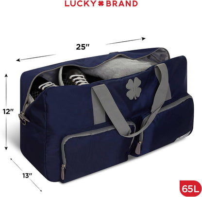 Lucky Travel Duffel Bags 65L, Gym Bag, Travel Bag & Large Duffle Bag for Men, Foldable Overnight Weekender Bags for Women & Men with Adjustable Shoulder Strap, Charcoal