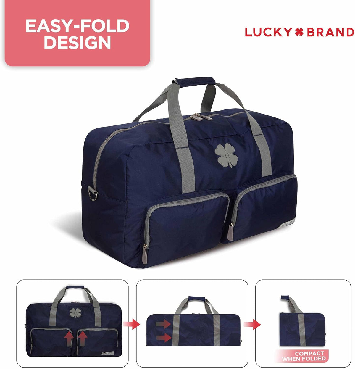 Lucky Travel Duffel Bags 65L, Gym Bag, Travel Bag & Large Duffle Bag for Men, Foldable Overnight Weekender Bags for Women & Men with Adjustable Shoulder Strap, Charcoal