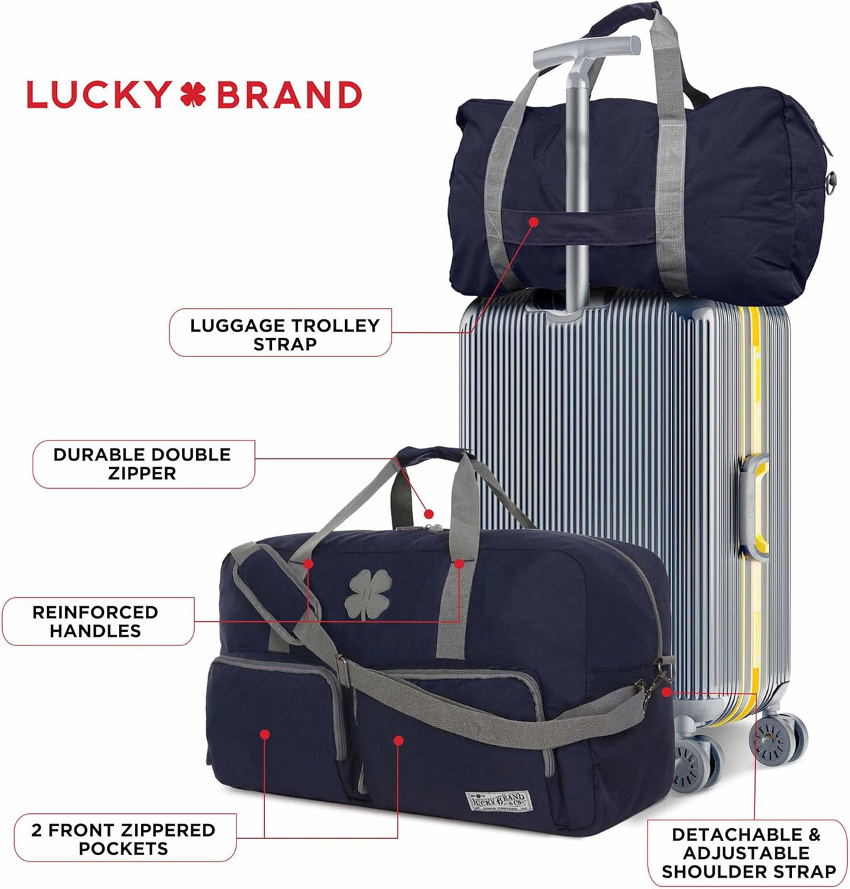 Lucky Travel Duffel Bags 65L, Gym Bag, Travel Bag & Large Duffle Bag for Men, Foldable Overnight Weekender Bags for Women & Men with Adjustable Shoulder Strap, Charcoal