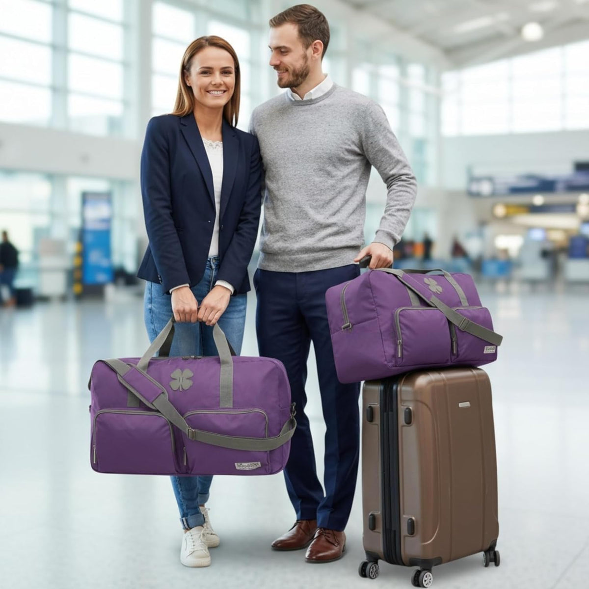 Lucky Travel Duffel Bags 65L, Gym Bag, Travel Bag & Large Duffle Bag for Men, Foldable Overnight Weekender Bags for Women & Men with Adjustable Shoulder Strap, Charcoal