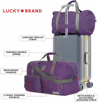 Lucky Travel Duffel Bags 65L, Gym Bag, Travel Bag & Large Duffle Bag for Men, Foldable Overnight Weekender Bags for Women & Men with Adjustable Shoulder Strap, Charcoal