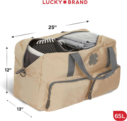 Lucky Travel Duffel Bags 65L, Gym Bag, Travel Bag & Large Duffle Bag for Men, Foldable Overnight Weekender Bags for Women & Men with Adjustable Shoulder Strap, Charcoal