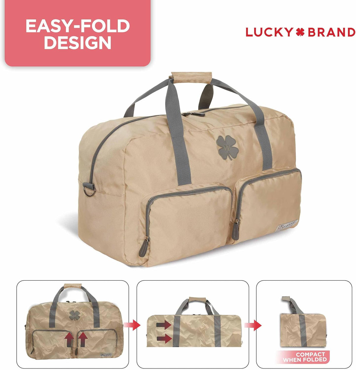 Lucky Travel Duffel Bags 65L, Gym Bag, Travel Bag & Large Duffle Bag for Men, Foldable Overnight Weekender Bags for Women & Men with Adjustable Shoulder Strap, Charcoal